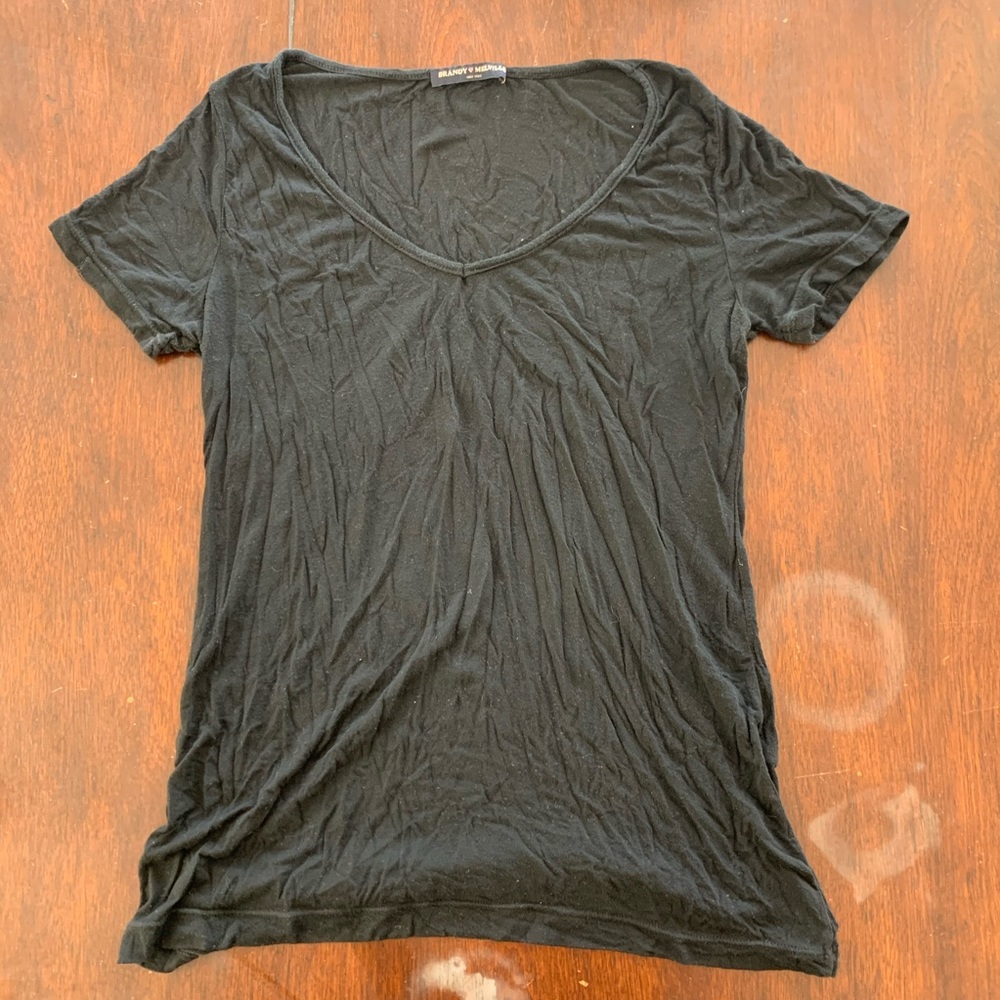 Brandy Melville Black V-Neck Tee